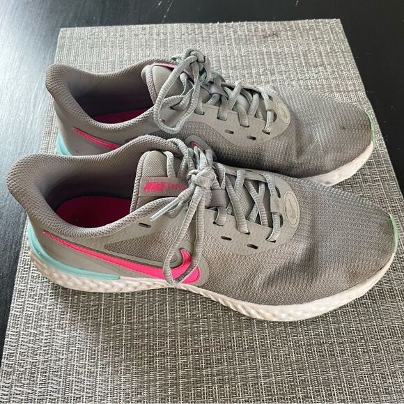 Nike Revolution 5 grey aqua athletic running shoes sneakers ladies 9.5 low top - Picture 5 of 8